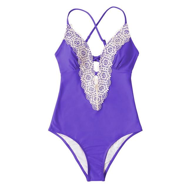 Lace Neckline One-Piece