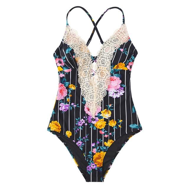 Lace Neckline One-Piece