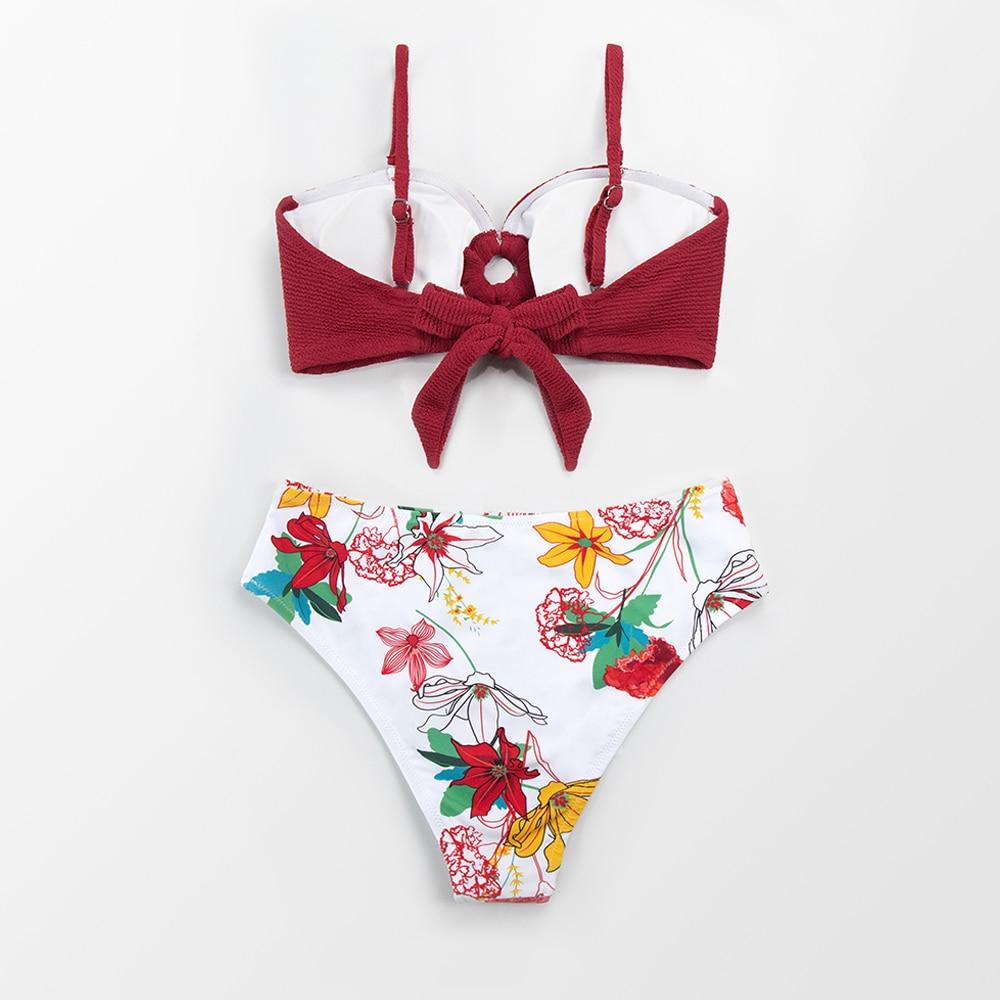 Red Floral O-Ring Bikini Set