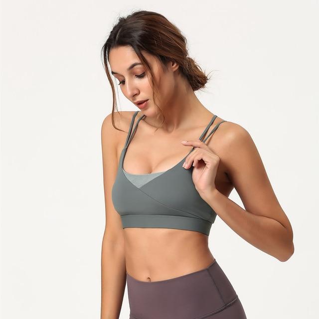 Cross Back Thin Strap Yoga Bra